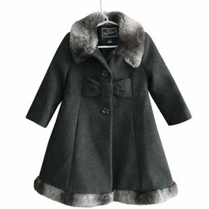 Rothschild Girls Coat 3T Gray Faux Fur Trim Dress Coat Toddler Winter Jacket